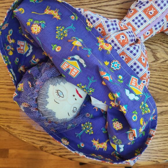 Vintage Topsy Turvy Handmade Folk Art Doll Rag Doll Two Dolls In One Primitive - Picture 3 of 10